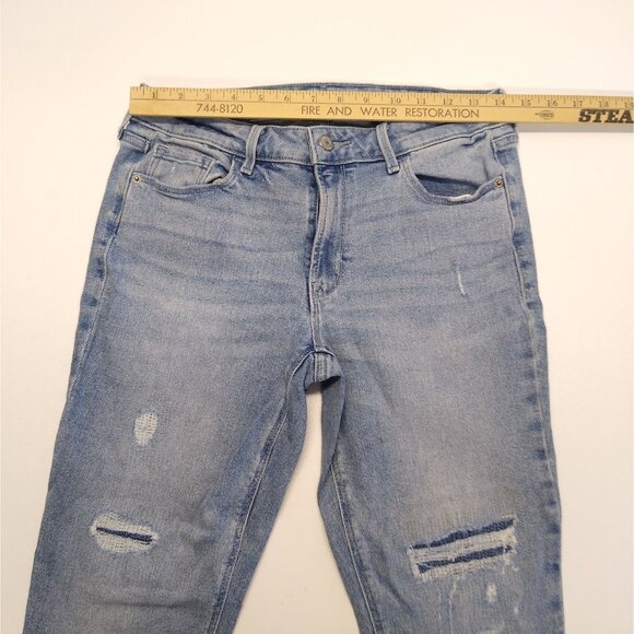 Old Navy Rockstar Mid Rise Super Skinny Jeans Size 8 Light Wash Distressed Denim - Picture 8 of 8